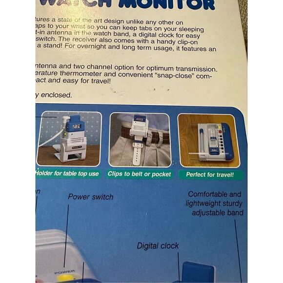 Vintage 90s New Old Stock Safety 1st Portable Wrist Watch Baby Digital Monitor - Picture 7 of 9